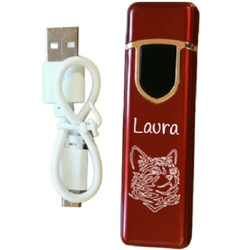 Briquet USB rouge personnalise prenom dessin  se recharge su